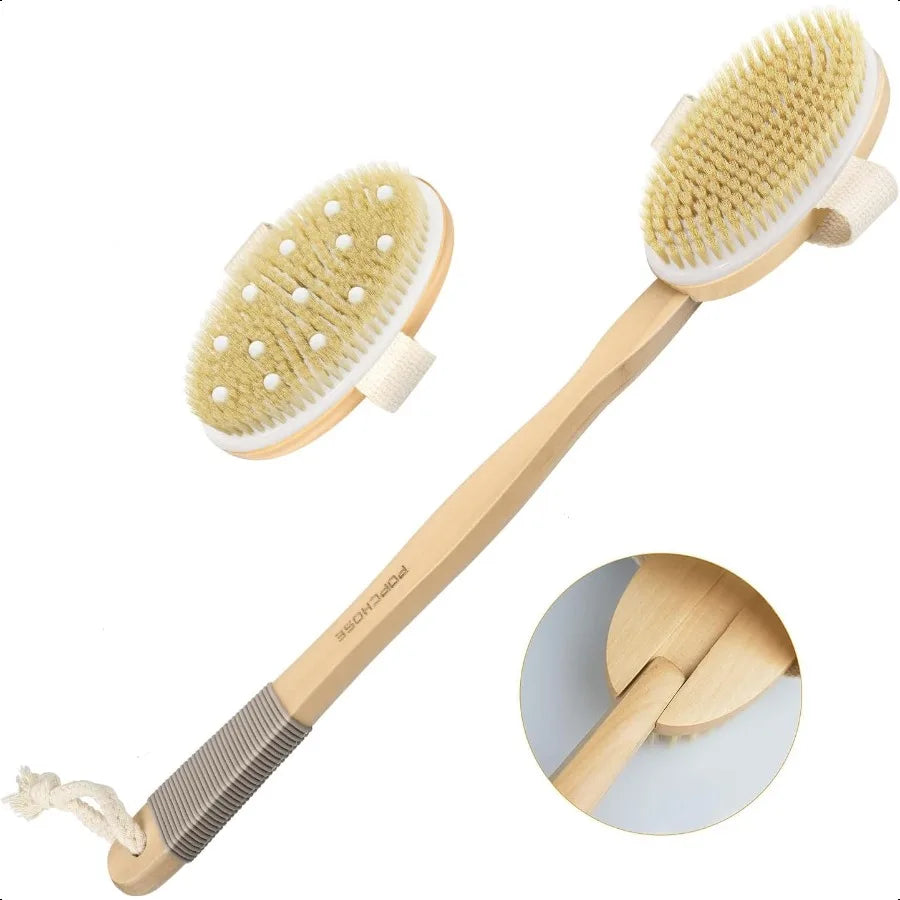 Dry Brushing Body Brush Body Scrubber for Men Women Back Scrubber for Shower Natural Bristle Exfoliator Scrubber for Body Cellu