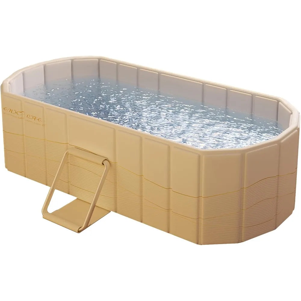 Portable Collapsible Foldable Ice Bath Tub, Non-Inflatable PVC Folding Soaking bathtub, Freestanding Large Spaces, Suitable for